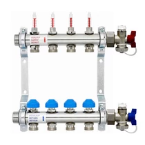 Rozsdamentes osztó-gyűjtő 4 körös, átfolyásmérős