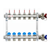Rozsdamentes osztó-gyűjtő 6 körös, átfolyásmérős