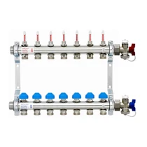 Rozsdamentes osztó-gyűjtő 7 körös, átfolyásmérős