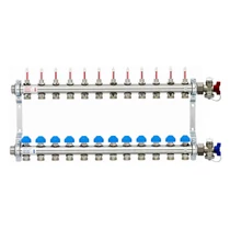 Rozsdamentes osztó-gyűjtő 12 körös, átfolyásmérős