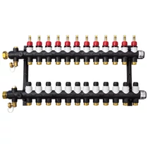 Műanyag osztó-gyűjtő 12 körös, átfolyásmérős